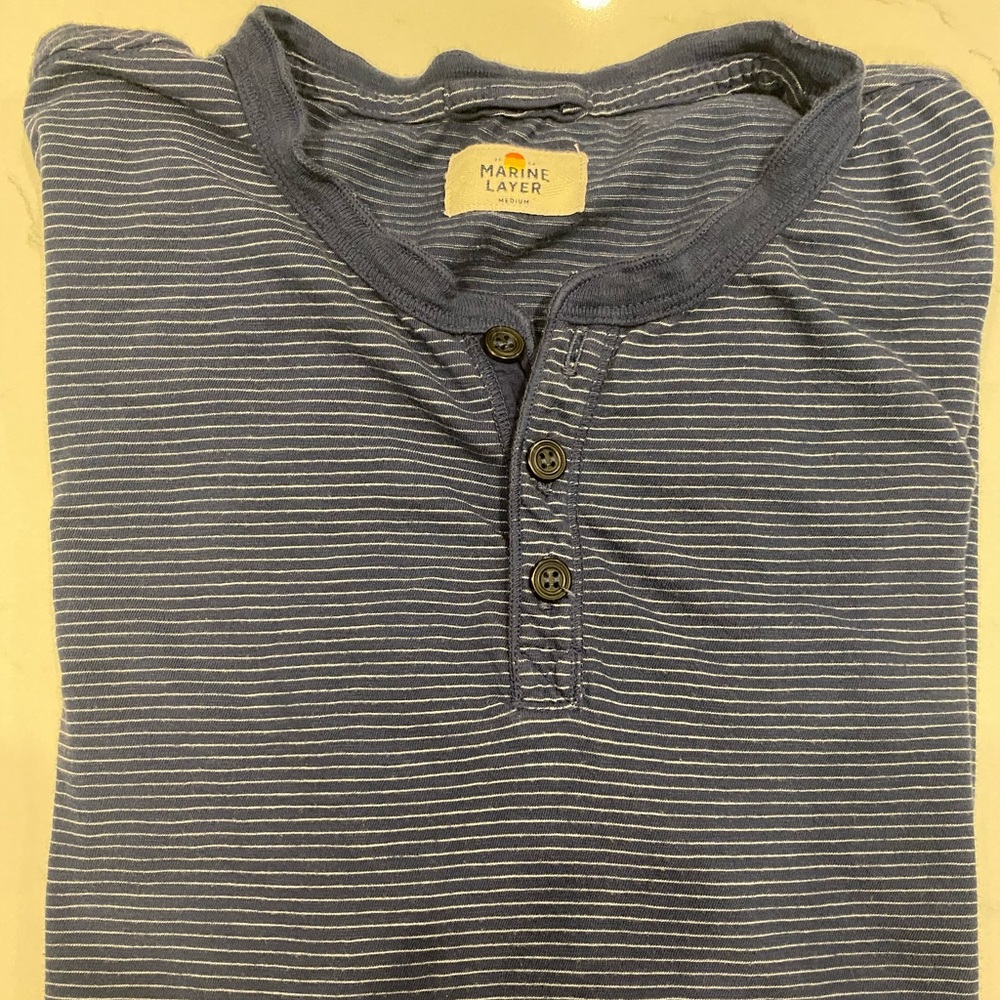 Marine Layer Short Sleeve Striped Henley
